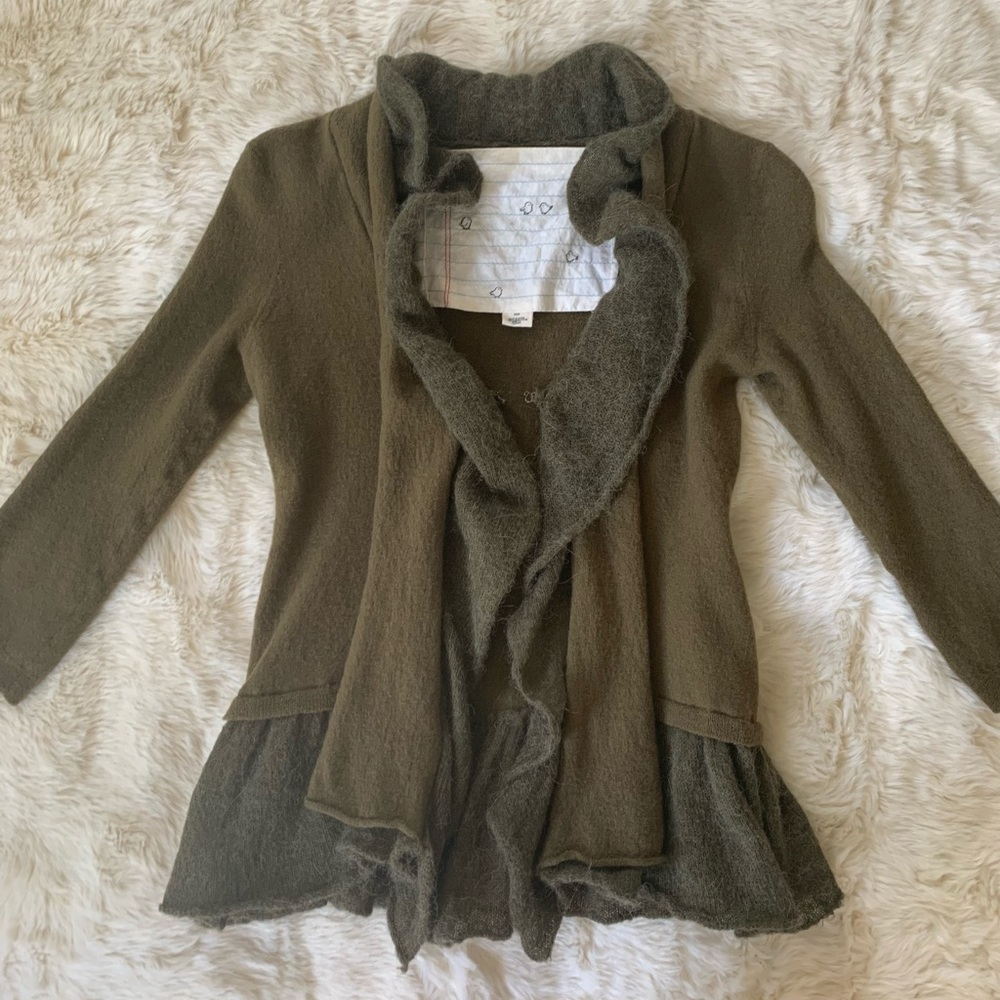 Anthropologie Birds on a Wire Ruffle Sweater